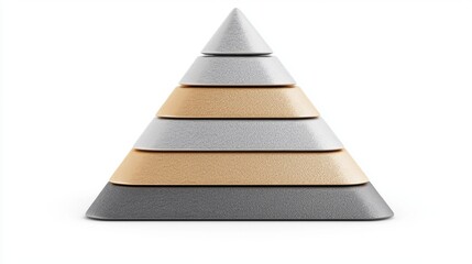 Colorful Geometric Pyramid Shape with Textured Layers on White Background