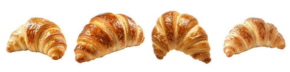 set of The buttery softness of the croissant, the buttery croissant, the buttery croissant turns into a soft layer, the buttery softness of the croissant, on a transparent backgrounds