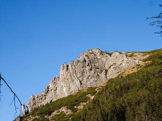 Rocky mountain view with clear blue sky