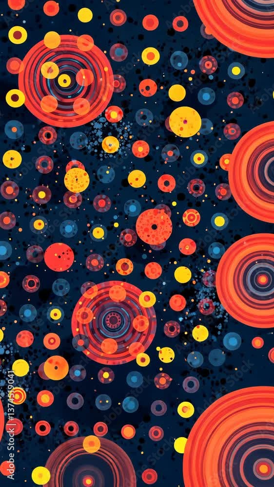 Poster A colorful pattern of circles with a smiley face in the middle. The circles are in various colors and sizes