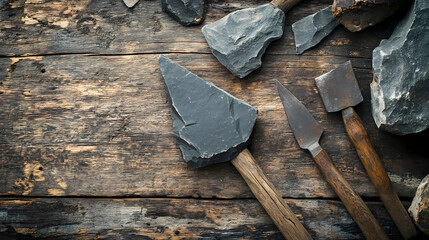 closeup ancient stone sharp tools