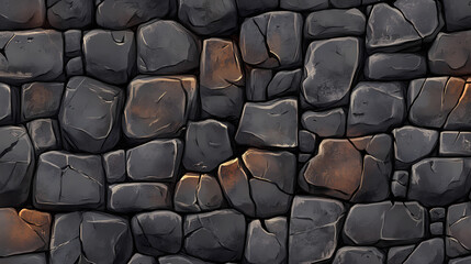 Fototapeta premium Dark, matte finish of weathered stone wall with subtle cracks, stone, weathered. Weathered Stone. Illustration