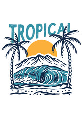 tropical island with palm trees