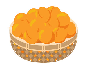 ざるに盛った完熟梅のイラスト