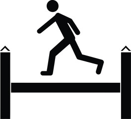 Title: Dynamic Black PNG Vector Silhouette of a Person Jumping Over a Hurdle for Sports and Athletics Designs