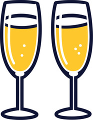Elegant PNG Vector Champagne Glasses Illustration for Celebration and Festive Designs