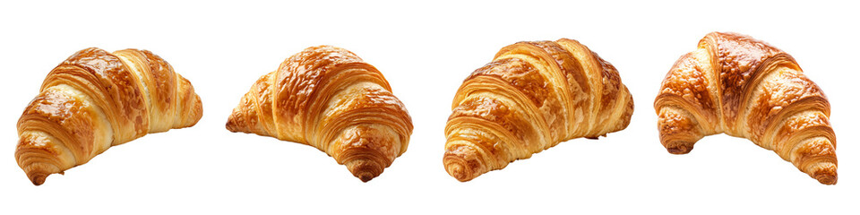 set of The buttery softness of the croissant, the buttery croissant, the buttery croissant turns into a soft layer, the buttery softness of the croissant, on a transparent backgrounds