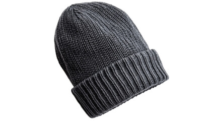 Gray knit cap isolated, winter apparel, knitwear fashion accessory, cut out transparent