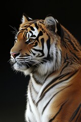 Majestic Bengal Tiger Portrait An Intense Stare against a Black Background, Wildlife Photography