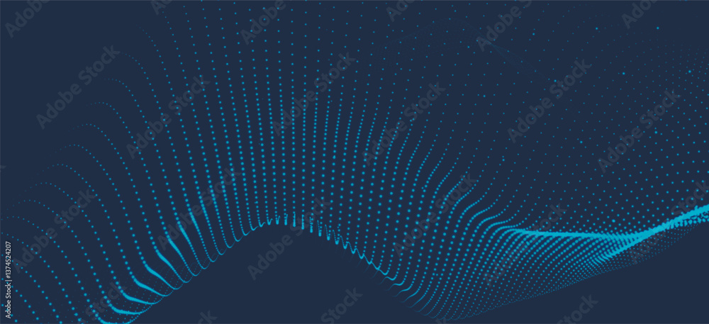 Poster abstract background with dynamic colorful wave. futuristic dotted wave of bright particles. colorful