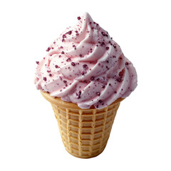Pink Ice Cream Cone Topped with Berries, Waffle Cone Delicious,  Cut Out