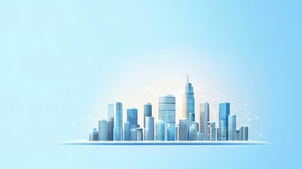 Fototapeta premium Futuristic business innovations in a glowing city skyline infographic urban environment modern viewpoint