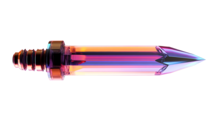 Crystal bolt iridescent, futuristic design, precision technology, cut out transparent