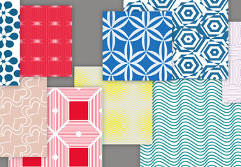 Collection of seamless geometric minimalistic patterns