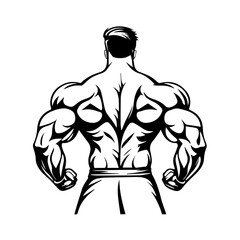 Fototapeta premium Strongman muscle gym fitness club logo design, bodybuilder, vector illustration for mascot icon