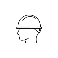 Naklejka premium An icon of a man's head in a helmet, representing safety and security at construction sites