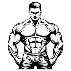 Fototapeta premium Strongman muscle gym fitness club logo design, bodybuilder, vector illustration for mascot icon