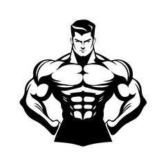Strongman muscle gym fitness club logo design, bodybuilder, vector illustration for mascot icon
