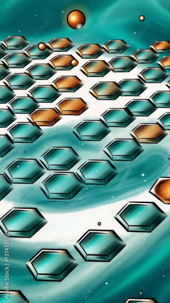 Poster a close up of a hexagonal pattern. the pattern is made up of many small hexagons