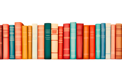 Naklejka premium Collection of colorful hardcover books lined up, cutout transparent