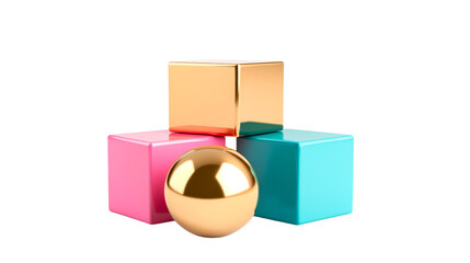 Obraz premium Geometric Shapes Arrangement with Golden Egg, cut out transparent