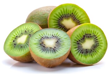 Fresh and juicy kiwi fruit on white background