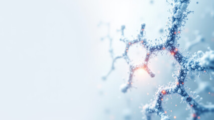 GLP1 molecule with an artistic snowflake pattern overlaid, representing scientific research or medical innovation.