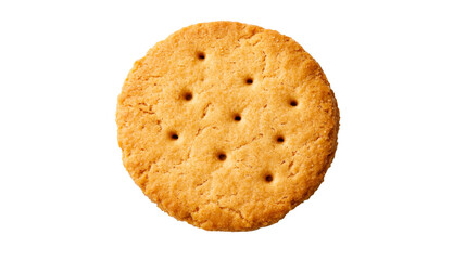 Golden round cracker with holes, snack, refreshment food, cut out transparent