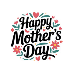 "Happy Mother's Day Celebration with Floral and Heart Design"