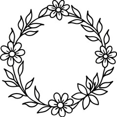 Floral Corner Border Line Art Design