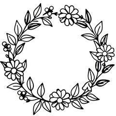 Floral Corner Border Line Art Design