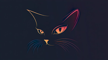 Obraz premium Minimalist Cat Eye Line Logo: Modern Feline Design, Simple Pet Icon, Elegant Animal Symbol, Sleek Kitten Graphic, Contemporary Veterinary Brand. 