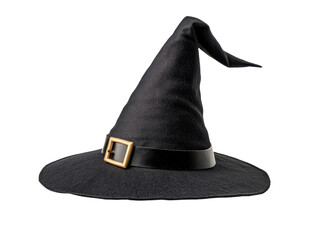 Isolated Black Witch Hat with Gold Buckle