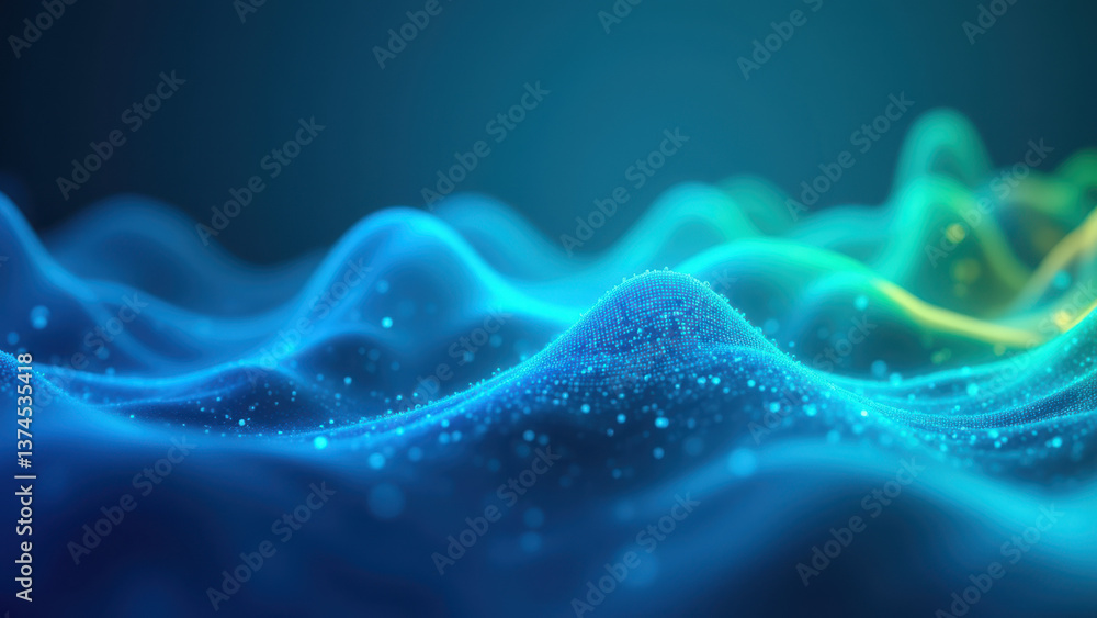Poster this is a digital illustration featuring stylized waves with a gradient of colors that could represe