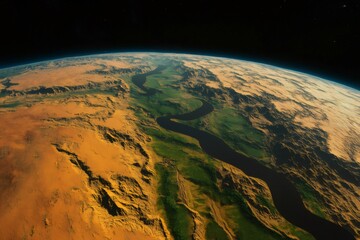 Lush vegetation and rivers flowing on a terraformed Mars, offering a glimpse into a habitable future for humanity