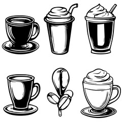 Obraz premium Coffee Cup Icon In Flat Style Vector Icon For Apps, UI, Websites. Black Icon Vector Illustration.