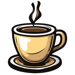 Obraz premium Coffee Cup Icon In Flat Style Vector Icon For Apps, UI, Websites. Black Icon Vector Illustration.