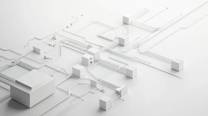 FTP Data Flow Illustration: White and Light Gray Design for Network Diagrams and Data Transfer Concepts, Modern Tech Visual.
