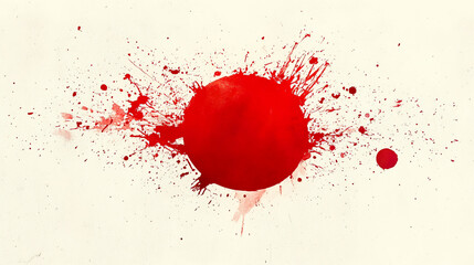 Red Paint Splatter Ink Drawing: Minimalist Line Art, Abstract Stain Illustration, Crimson Blot Graphic, Simple Artistic Mark, and Decorative Color Splash Image.
