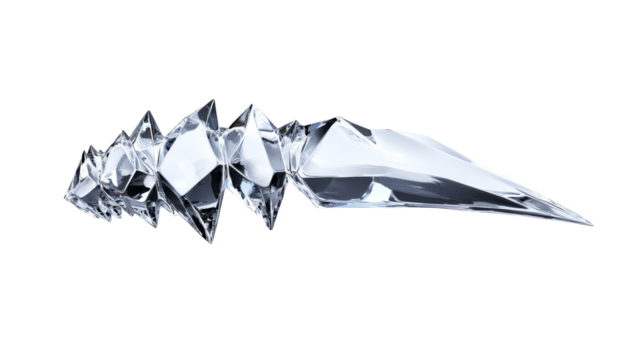 Abstract jagged crystalline shape art, polygonal design, cut out transparent