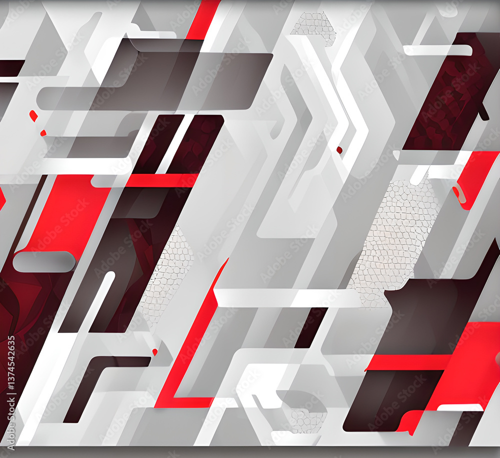 Leinwandbilder мodern red white geometric background features overlap effect abstract patterns layered ,generative 