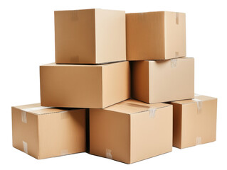 Isolated Stack of Brown Shipping Boxes