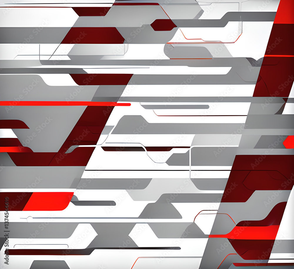 Leinwandbilder мodern red white geometric background features overlap effect abstract patterns layered ,generative 
