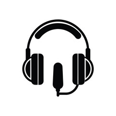 headphones with a microphone silhouette