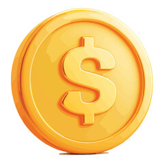 Obraz premium Money coin icon. Flat gold coin vector with currency symbol. isolate on white background.
