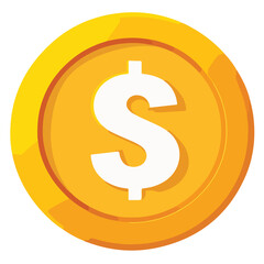Naklejka premium Money coin icon. Flat gold coin vector with currency symbol. isolate on white background.