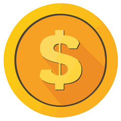 Obraz premium Money coin icon. Flat gold coin vector with currency symbol. isolate on white background.