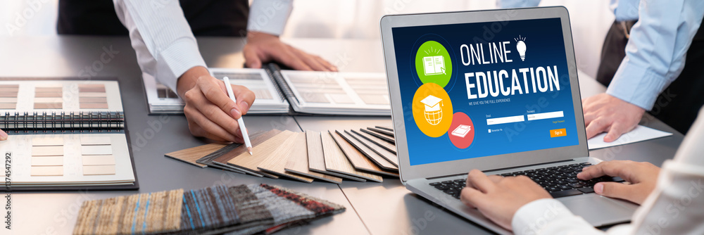 Poster e-learning website with brisk sofware for student to study online on the internet network