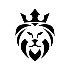 A lion head with crown logo icon vector art illustration