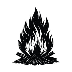 Hot fire silhouette vector art illustration